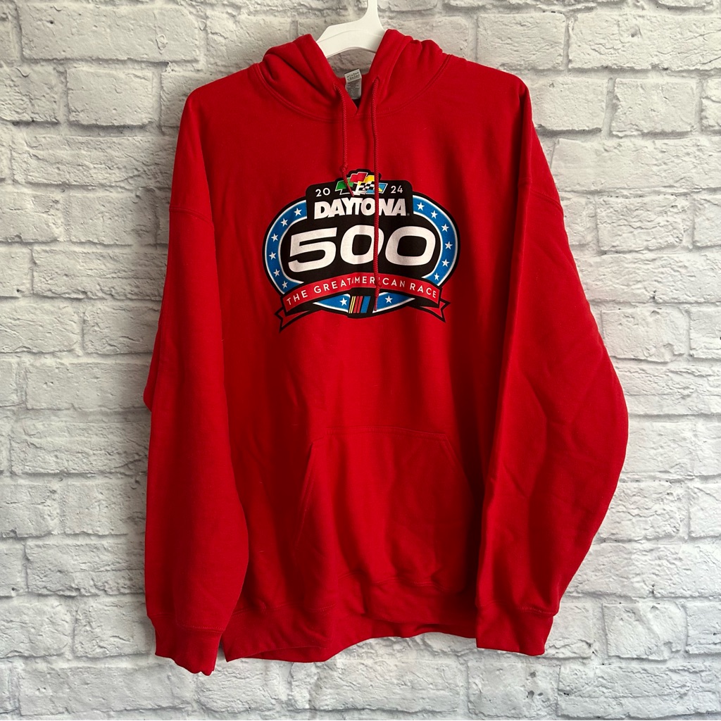 Preowned Gildan 2024 Daytona 500 The Great American Race Hoodie Red Xl 2024 Preowned Gildan 2024 Daytona 500 The Great American Race Hoodie Red Xl 2024